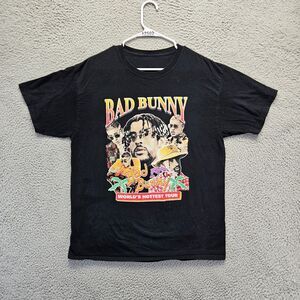 Bad‎ Bunny T-Shirt Mens Large Black 2022 Tour Merch Tee Short Sleeve